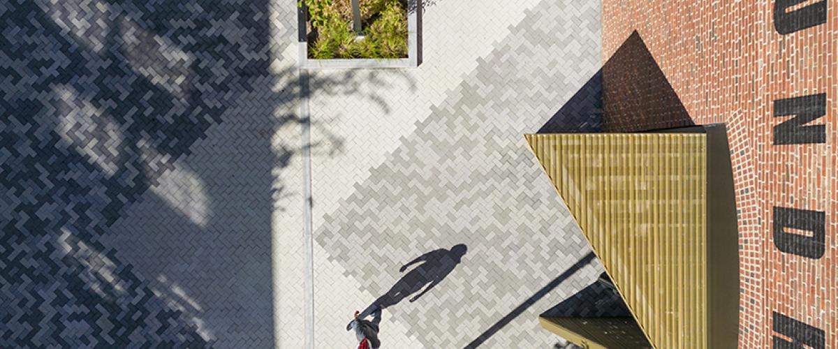 Aerial view of the Foundry's entrance court