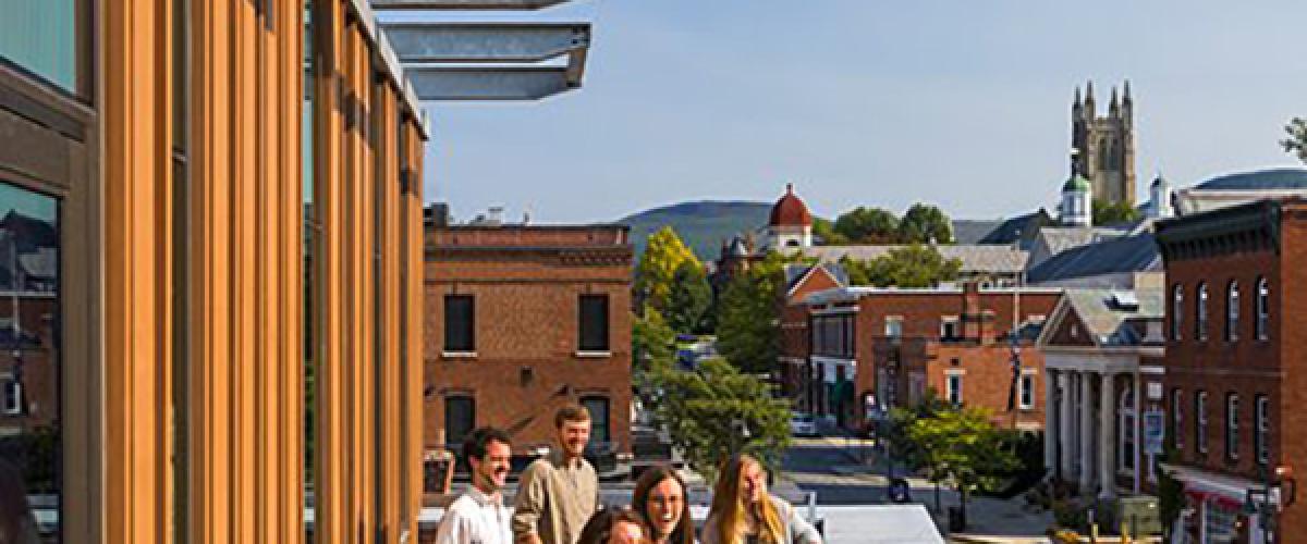 Photograph of balcony at the third floor offices at the Williams Bookstore