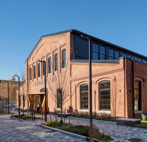 Exterior of the renovated red brick Foundry building 