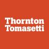 Orange background with white font writing "Thornton Tomasetti"
